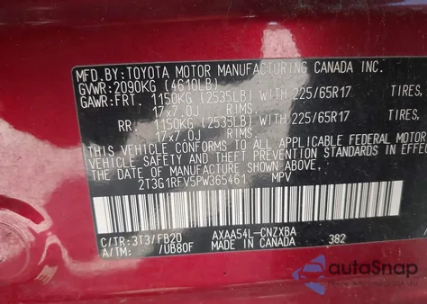 2023 Toyota Rav4 Le z USA, uszkodzony, nr VIN 2T3G1RFV5PW365461